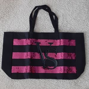 Victoria's Secret Tote Bag - Pink/Black/Sequin